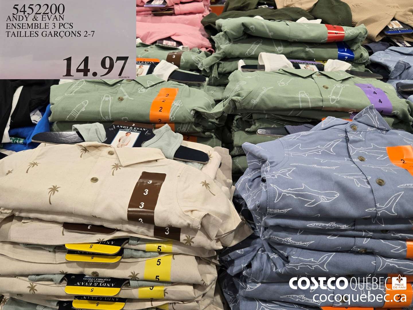 5452200 ANDY & EVAN ENSEMBLE DE 3 PC TAILLES GARCONS 2-7  $14.97