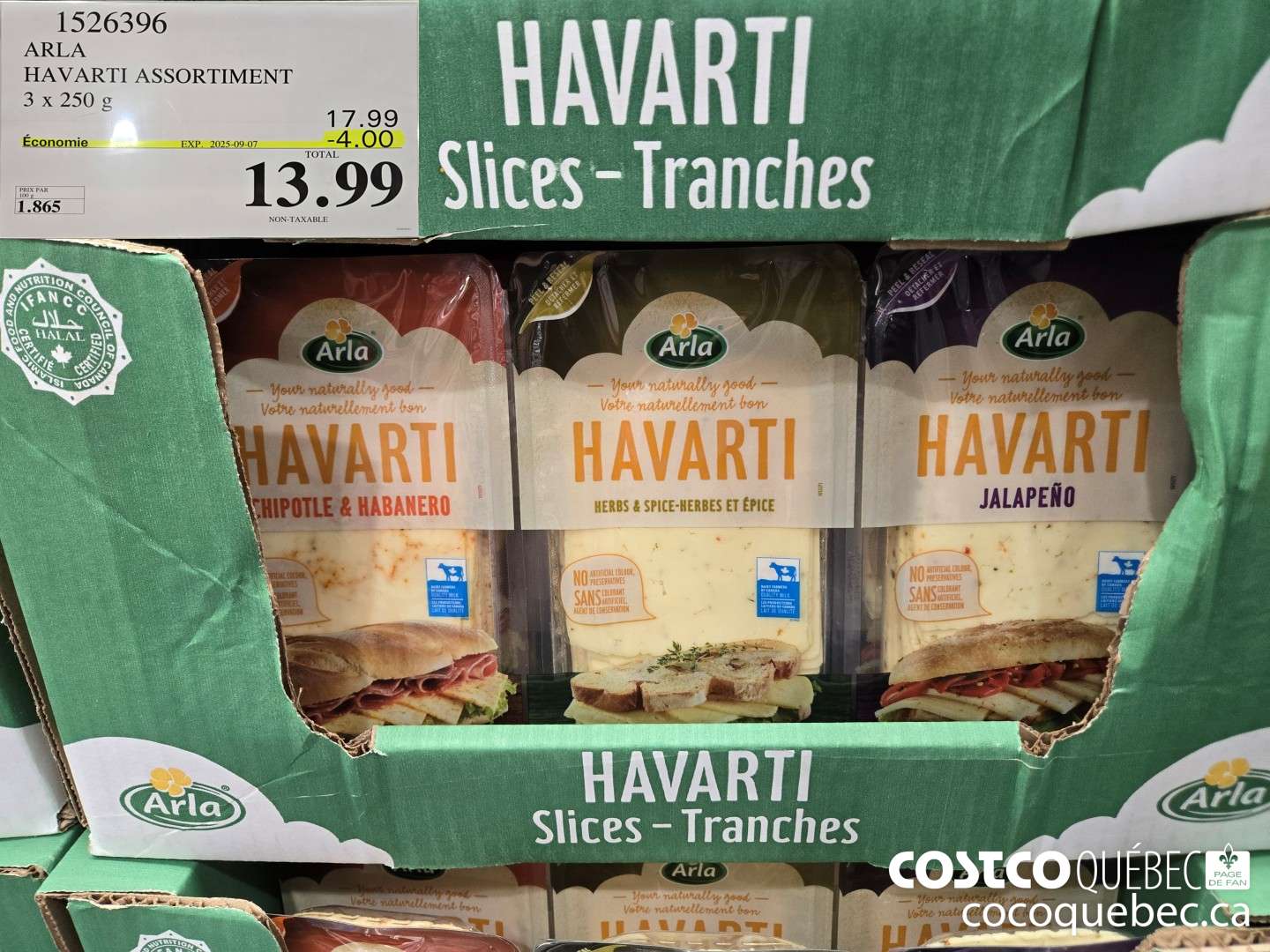 1526396 ARLA HAVARTI ASSORTIMENT 3 x 250 g  ($4.00 INSTANT SAVINGS EXPIRES ON 2025-09-07) $13.99