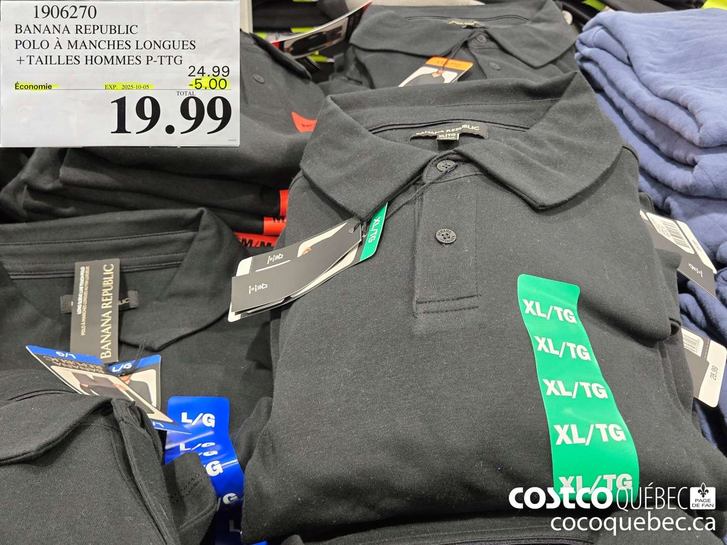 1906270 BANANA REPUBLIC POLO A MANCHES LONGUES +TAILLES HOMMES P-TTG .  ($5.00 INSTANT SAVINGS EXPIRES ON 2025-10-05) $19.99