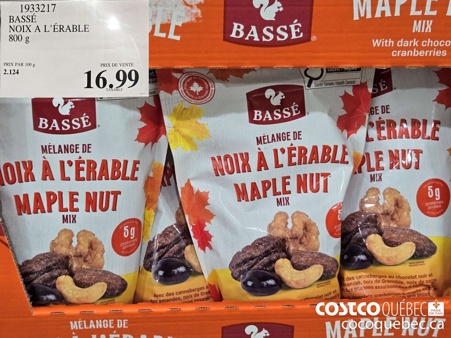 1933217 BASSE NOIX A L'ERABLE 800 G  $16.99