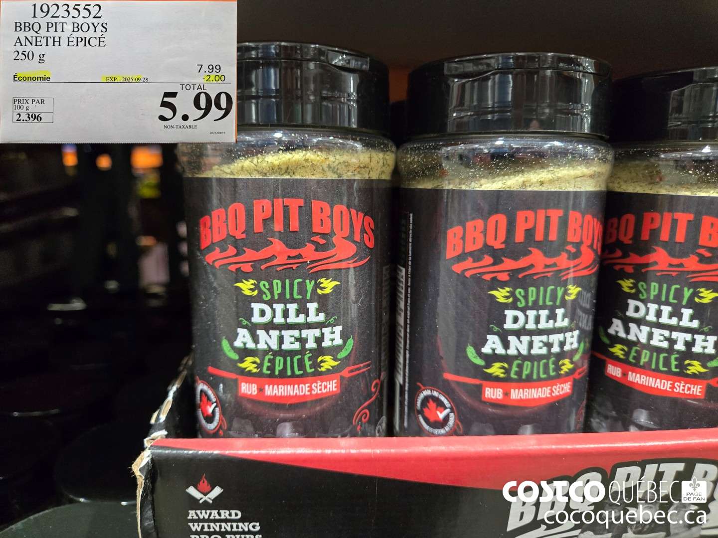 1923552 BBQ PIT BOYS ANETH EPICE 250 g  ($2.00 INSTANT SAVINGS EXPIRES ON 2025-09-28) $5.99