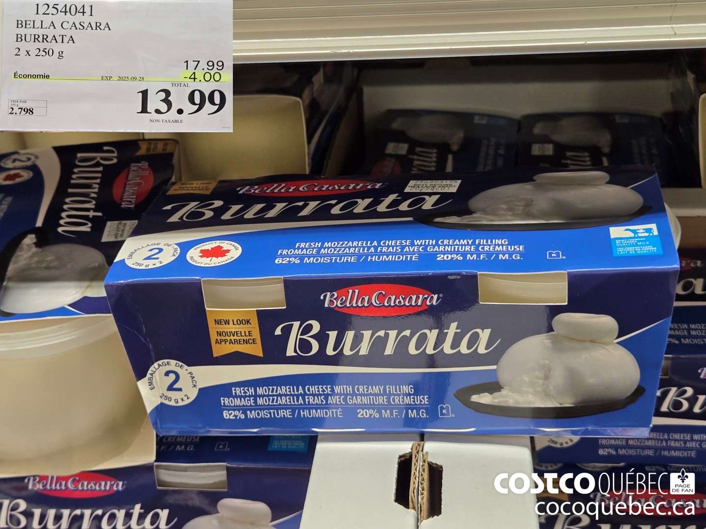 1254041 BELLA CASARA BURRATA 2 x 250 g ($4.00 INSTANT SAVINGS EXPIRES ON 2025-09-28) $13.99
