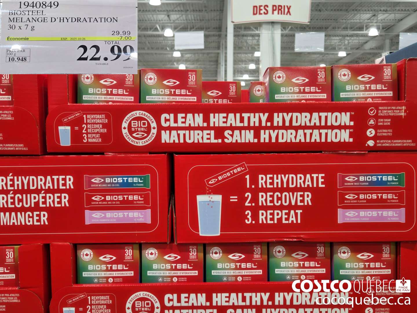 1940849 BIOSTEEL MELANGE D'HYDRATATION  ($7.00 INSTANT SAVINGS EXPIRES ON 2025-10-26) $22.99