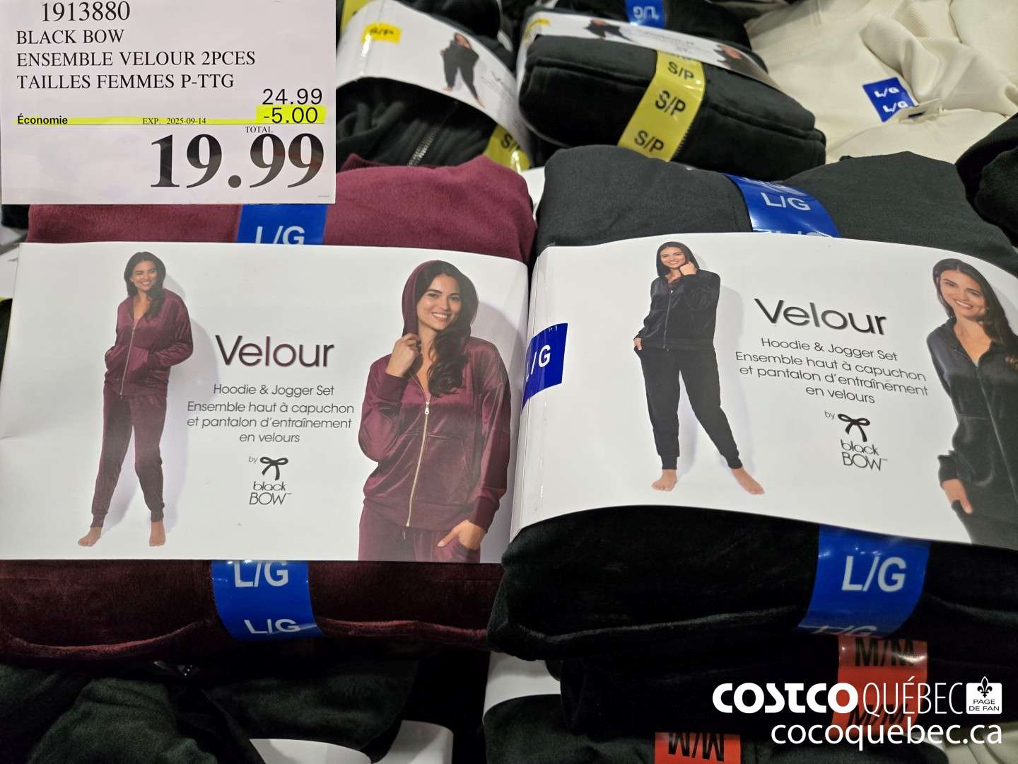 1913880 BLACK BOW ENSEMBLE DETENTE 2PCES +TAILLES FEMMES TP-TG  ($5.00 INSTANT SAVINGS EXPIRES ON 2025-09-14) $19.99