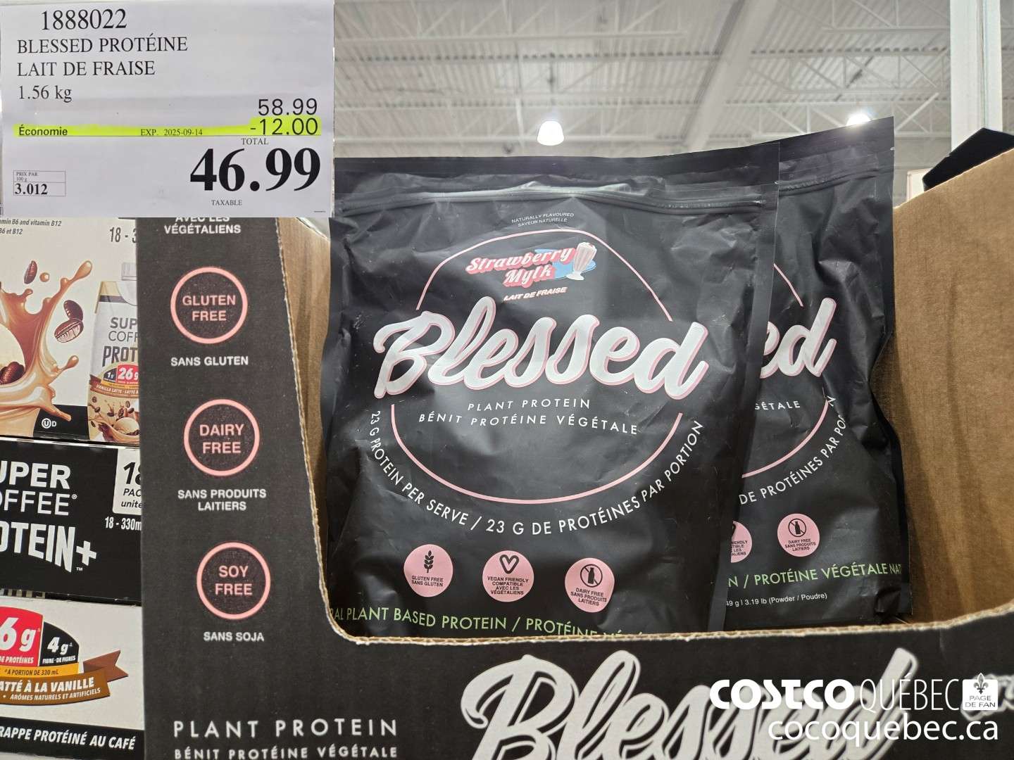 1888022 BLESSED PROTEIN FRAISE MYLK 45 PORTIONS  ($12.00 INSTANT SAVINGS EXPIRES ON 2025-09-14) $46.99