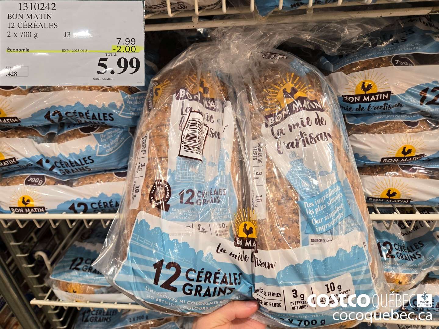 1310242 BON MATIN 12 CEREALES 2x 700 G  ($2.00 INSTANT SAVINGS EXPIRES ON 2025-09-21) $5.99