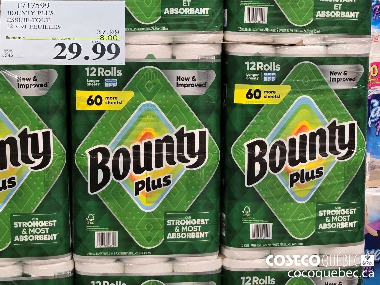 1707599 BOUNTY PLUS ESSUIE-TOUT 12 x 86 FEUILLES  ($8.00 INSTANT SAVINGS EXPIRES ON 2025-09-14) $29.49
