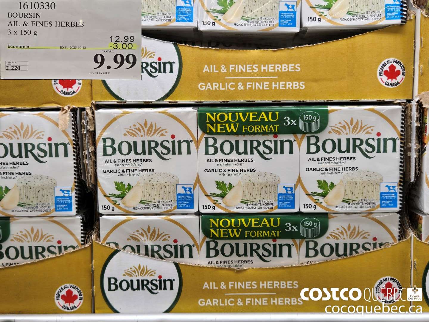 1610330 BOURSIN AIL & FINES HERBE3 NON-TAXABLE  ($3.00 INSTANT SAVINGS EXPIRES ON 2025-10-12) $9.99
