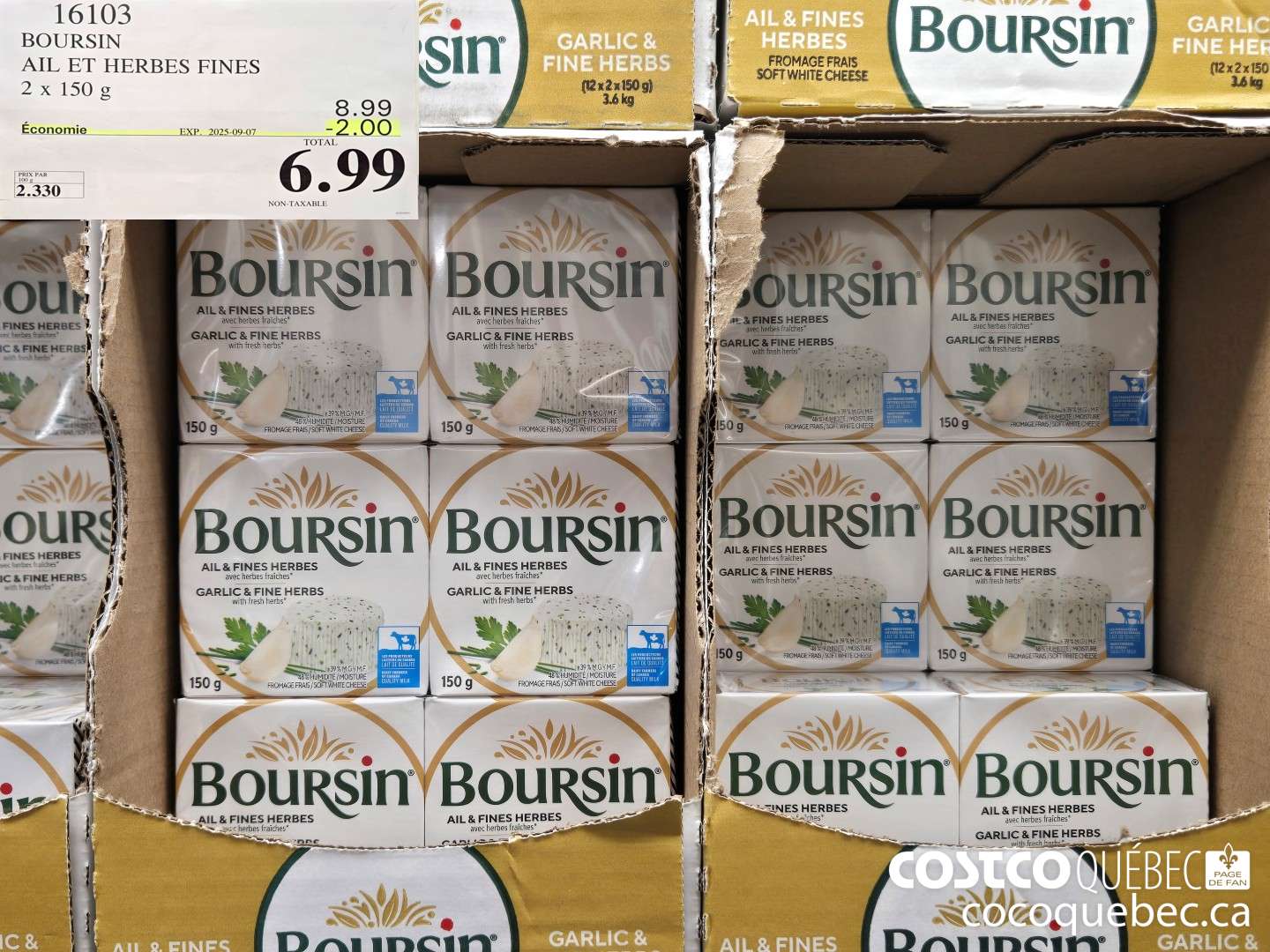 16103 BOURSIN AIL & FINES HERBES 2x150 G ($2.00 INSTANT SAVINGS EXPIRES ON 2025-09-07) $6.99
