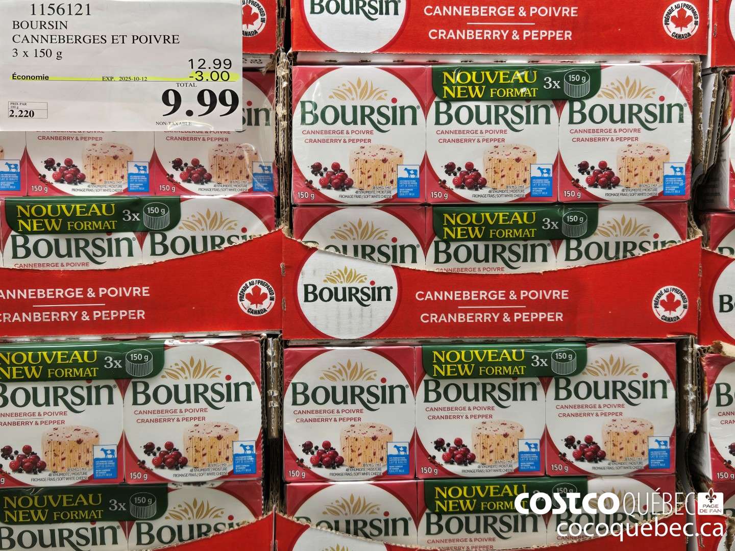 1156121 BOURSIN CANNEBERGES ET POIVRE 3 x 150 g  ($3.00 INSTANT SAVINGS EXPIRES ON 2025-10-12) $9.99