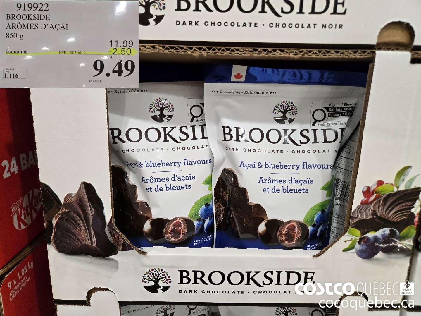 919922 BROOKSIDE 850 g 2025-010-12 ($2.50 INSTANT SAVINGS) $9.49