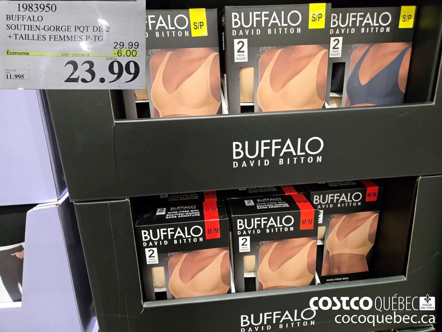 1983950 BUFFALO SOUTIEN-GORGE PQT DE 2 + TAILLES FEMMES P-TG  ($6.00 INSTANT SAVINGS EXPIRES ON 2025-09-14) $23.99