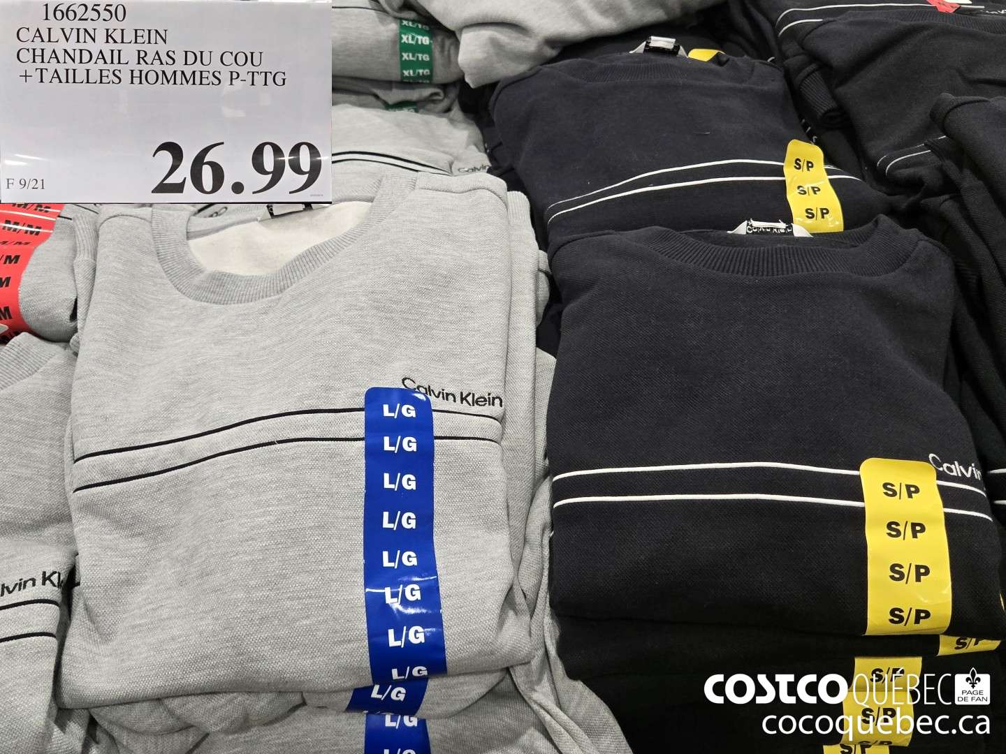 1662550 CALVIN KLEIN CHANDAIL RAS DU COU + TAILLES HOMMES P-TTG  $26.99