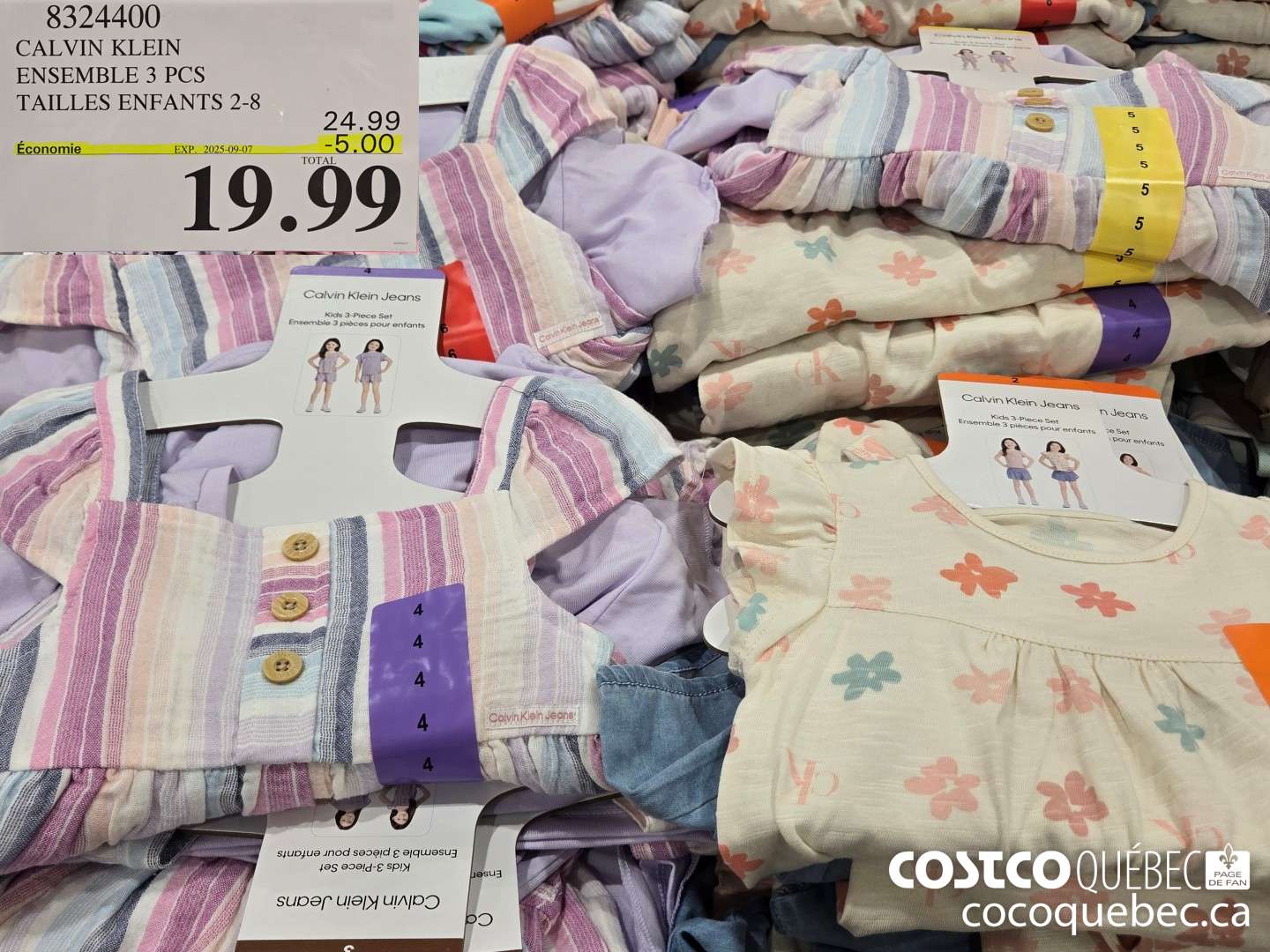 8324400 CALVIN KLEIN ENSEMBLE 3 PIECES TAILLES ENFANTS 2-8  ($5.00 INSTANT SAVINGS EXPIRES ON 2025-09-07) $19.99