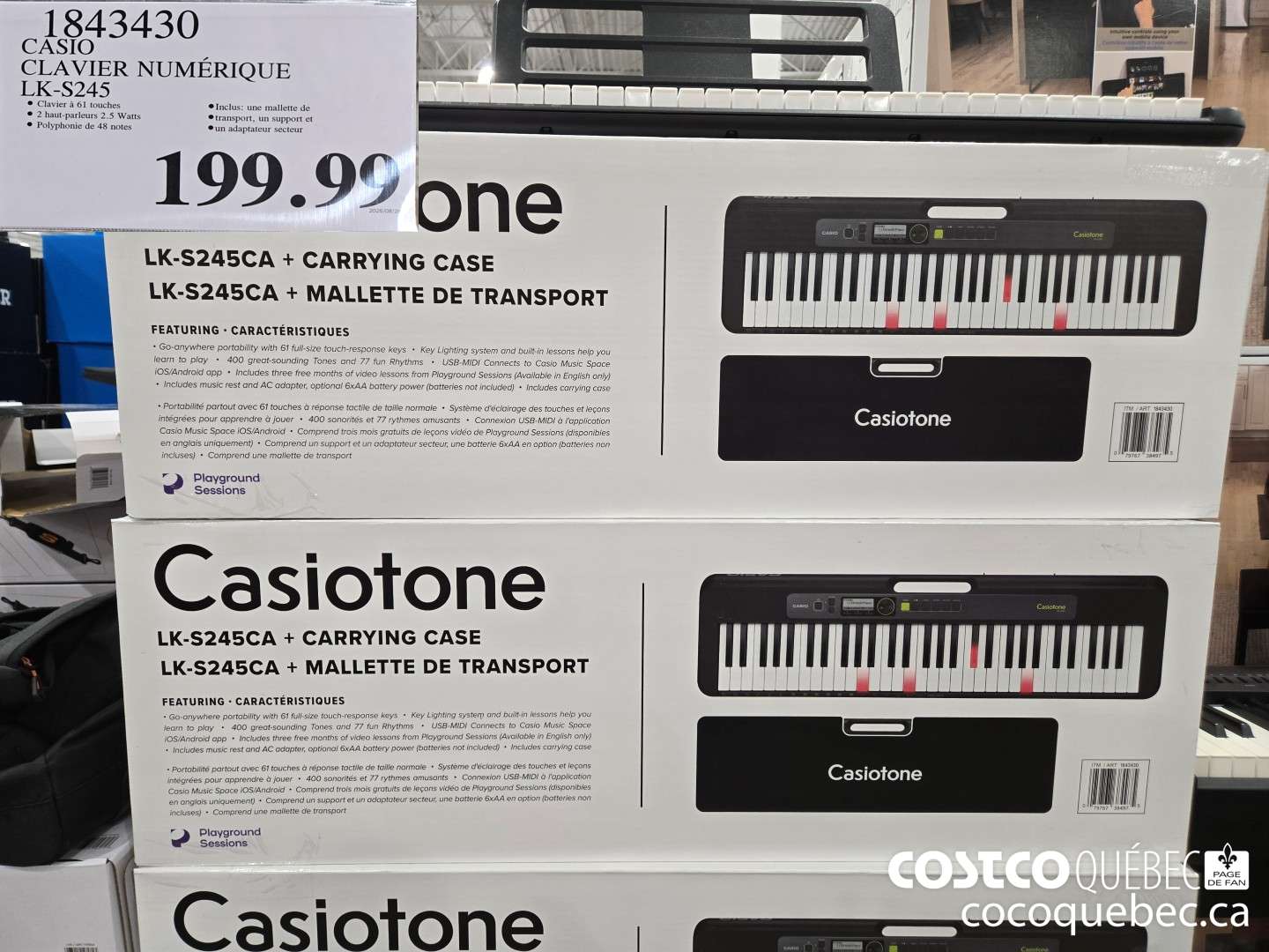 18434308 CASIO CLAVIER NUMERIQUE LK-S245  $199.99