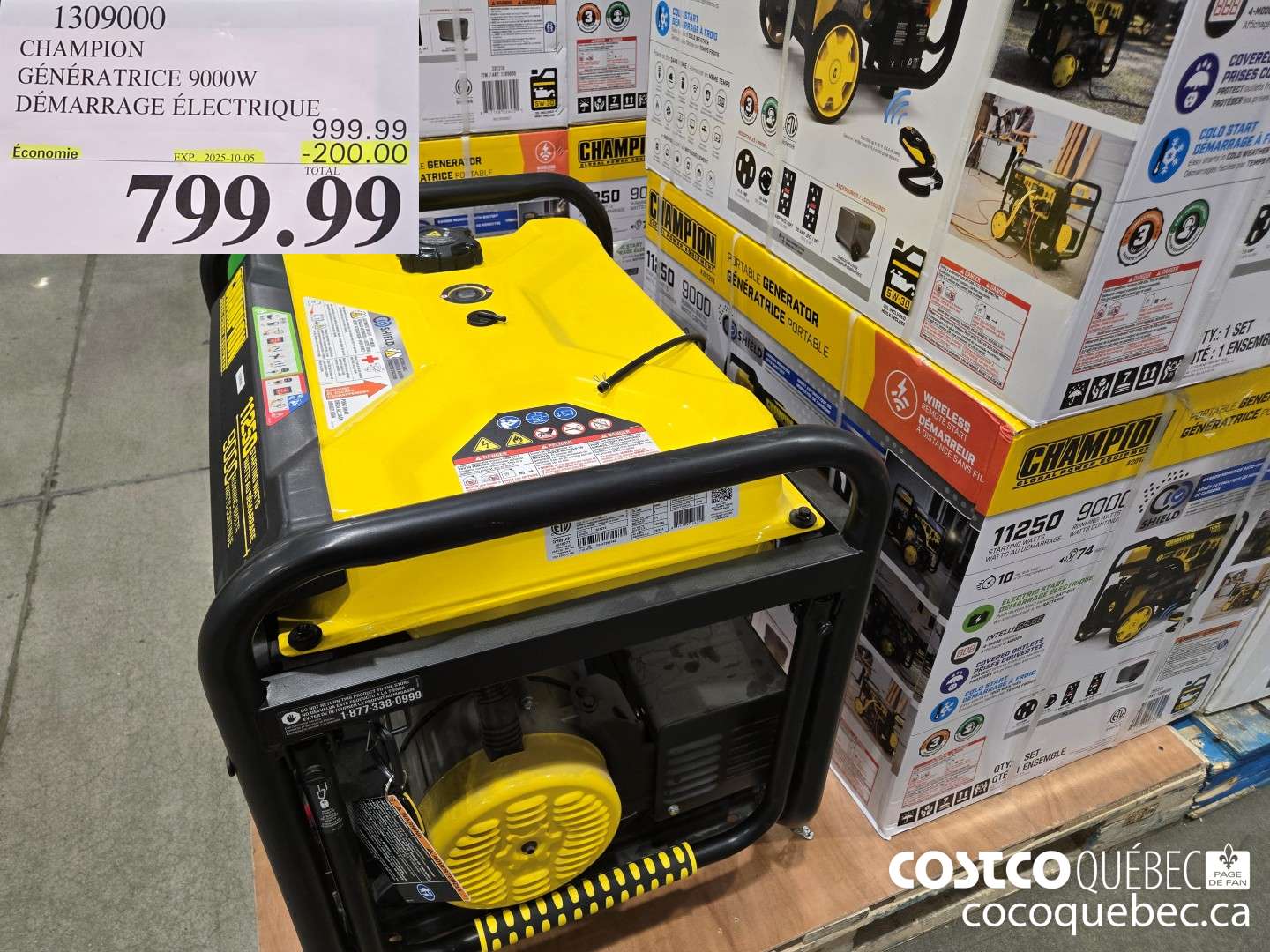 1309000 CHAMPION GENERATEUR 9000W DEMARRAGE ELECTRIQUE ($200.00 INSTANT SAVINGS EXPIRES ON 2025-10-05) $799.99