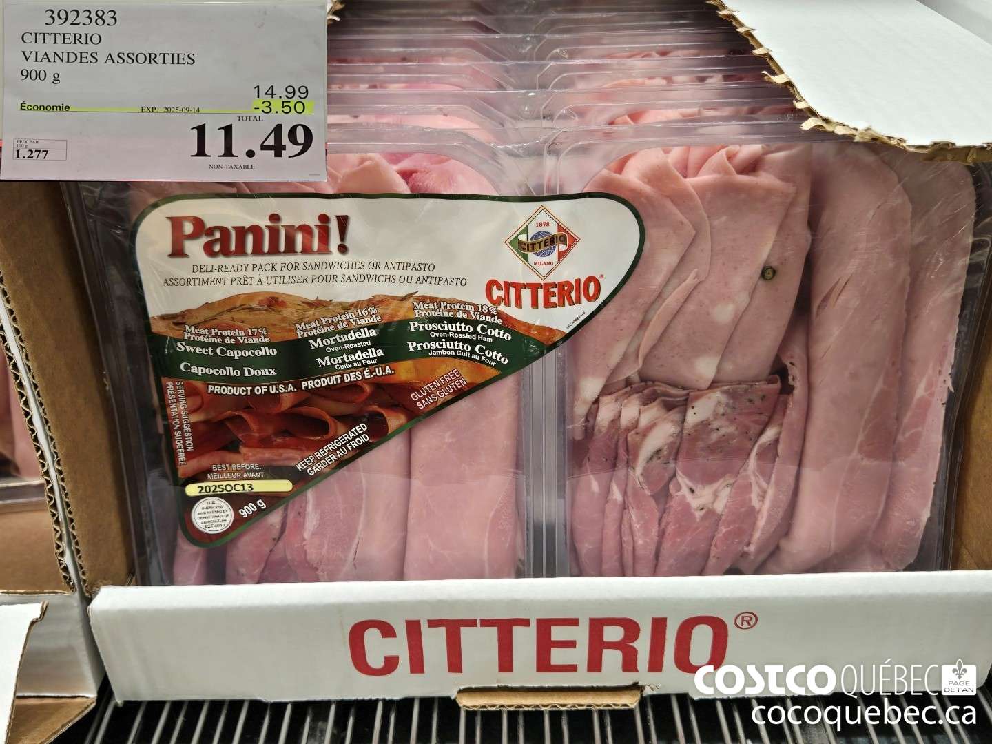 392383 CITTERIO VIANDES ASSORTIES 900 G ($3.00 INSTANT SAVINGS EXPIRES ON 2025-09-14) $11.49