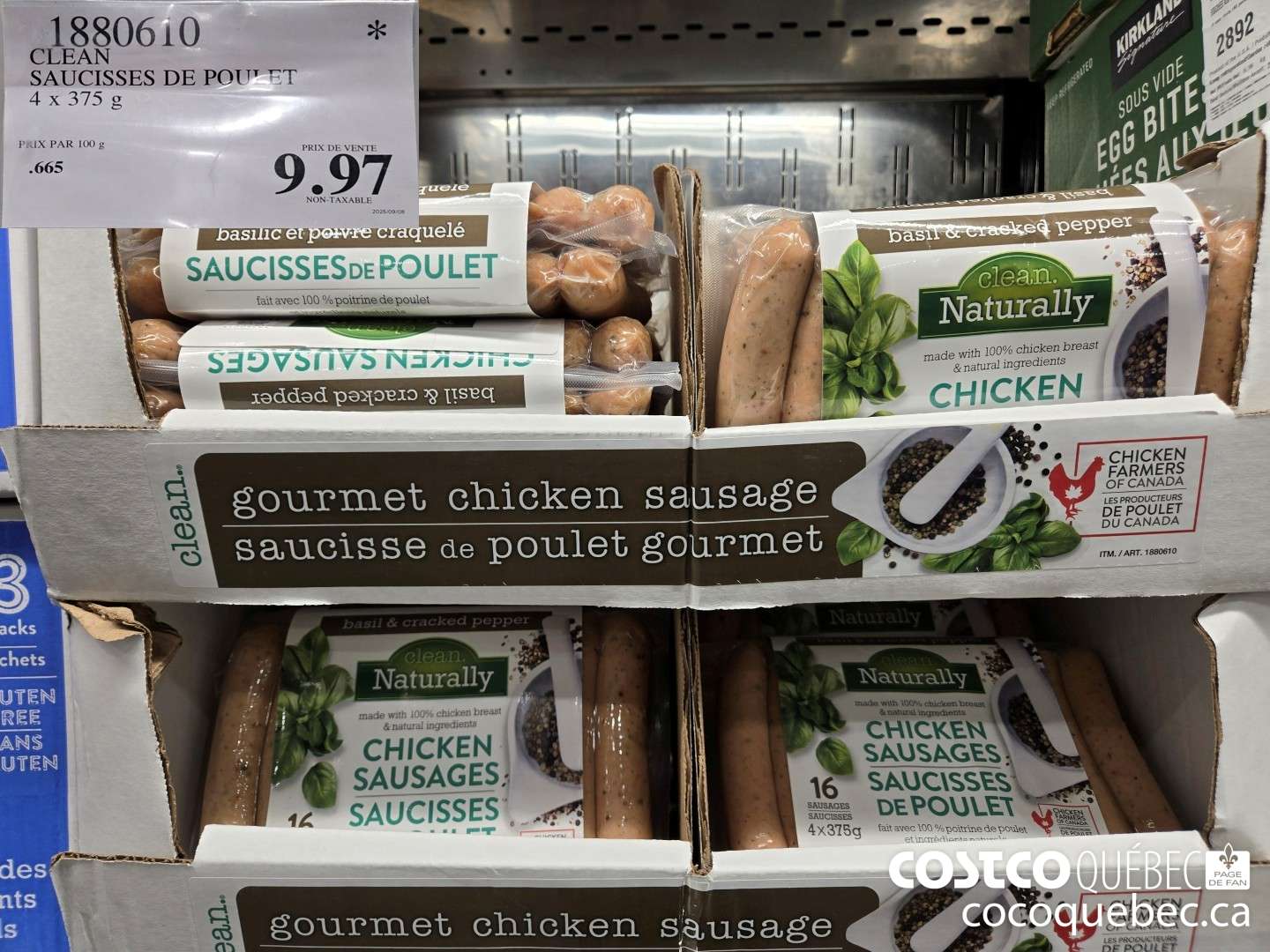 1880610 CLEAN SAUCISSES DE POULET 4x 375 g  $9.97