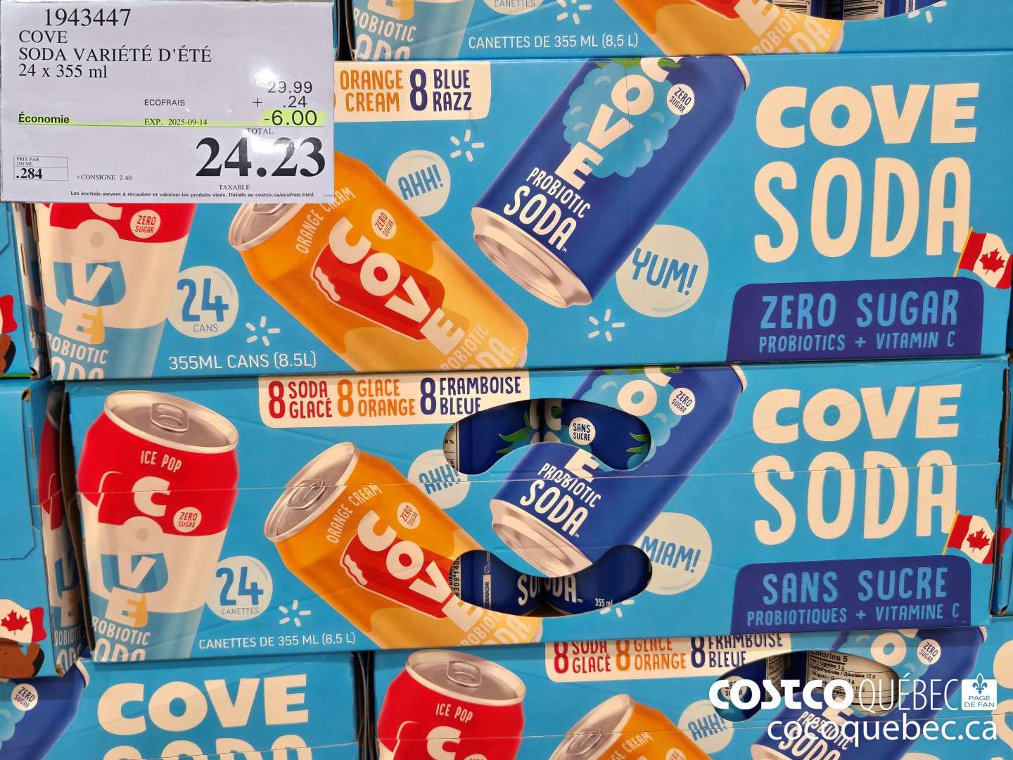 1943447 COVE SODA VARIETE D'ETE 24x 355 ml 6.00 OFF (EXPIRES ON 2025-09-14) $24.23