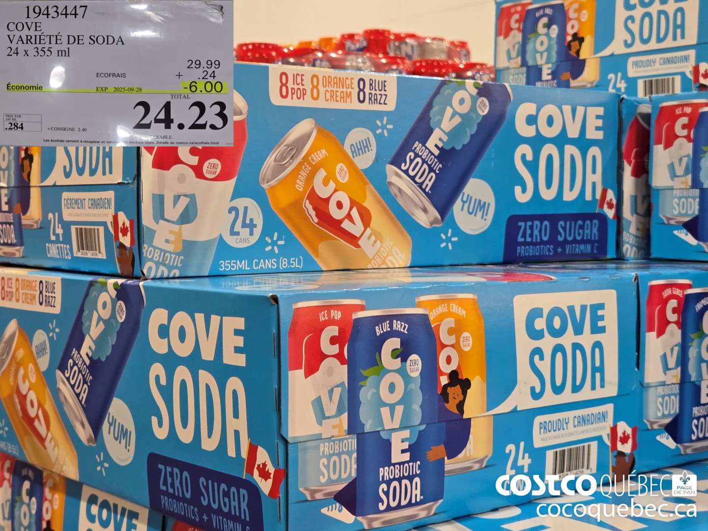 1943447 COVE SODA VARIETE D'ETE 24x 355 ml 6.00 OFF (EXPIRES ON 2025-09-28) $24.23