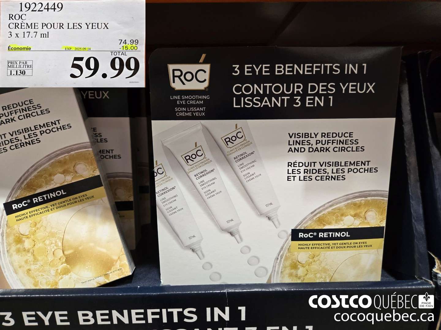 1922449 CREME POUR LES YEUX 3x 17.7 ml  ($15.00 INSTANT SAVINGS EXPIRES ON 2025-09-14) $59.99