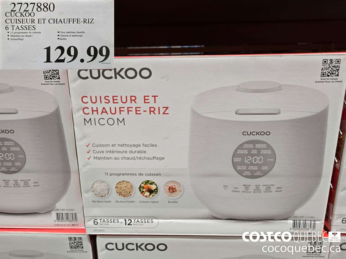 2121880 CUCKOO CUISEUR ET CHAUFFE-RIZ  $129.99