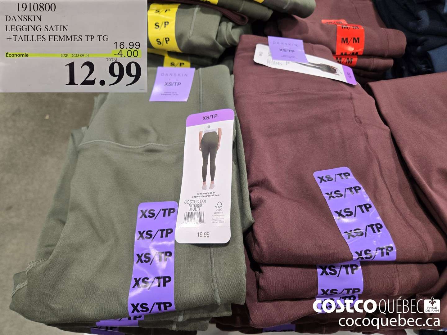 1910800 DANSKIN LEGGING SATIN +TAILLES FEMMES TP-TG  ($4.00 INSTANT SAVINGS EXPIRES ON 2025-09-14) $12.99