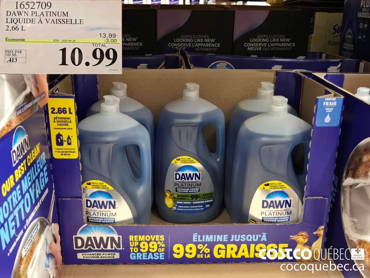 1652709 DAWN PLATINUM LIQUIDE A VAISSELLE 2,66 L  ($3.00 INSTANT SAVINGS EXPIRES ON 2025-09-28) $10.99
