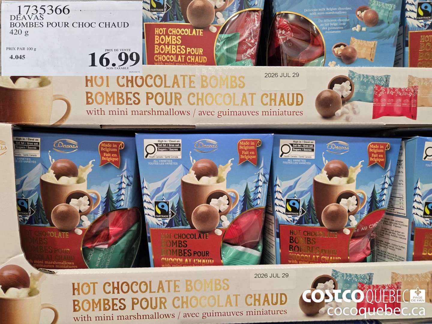1735366 DEAVAS BOMBES POUR CHOC CHAUD 420 g (paquet de 12) $16.99