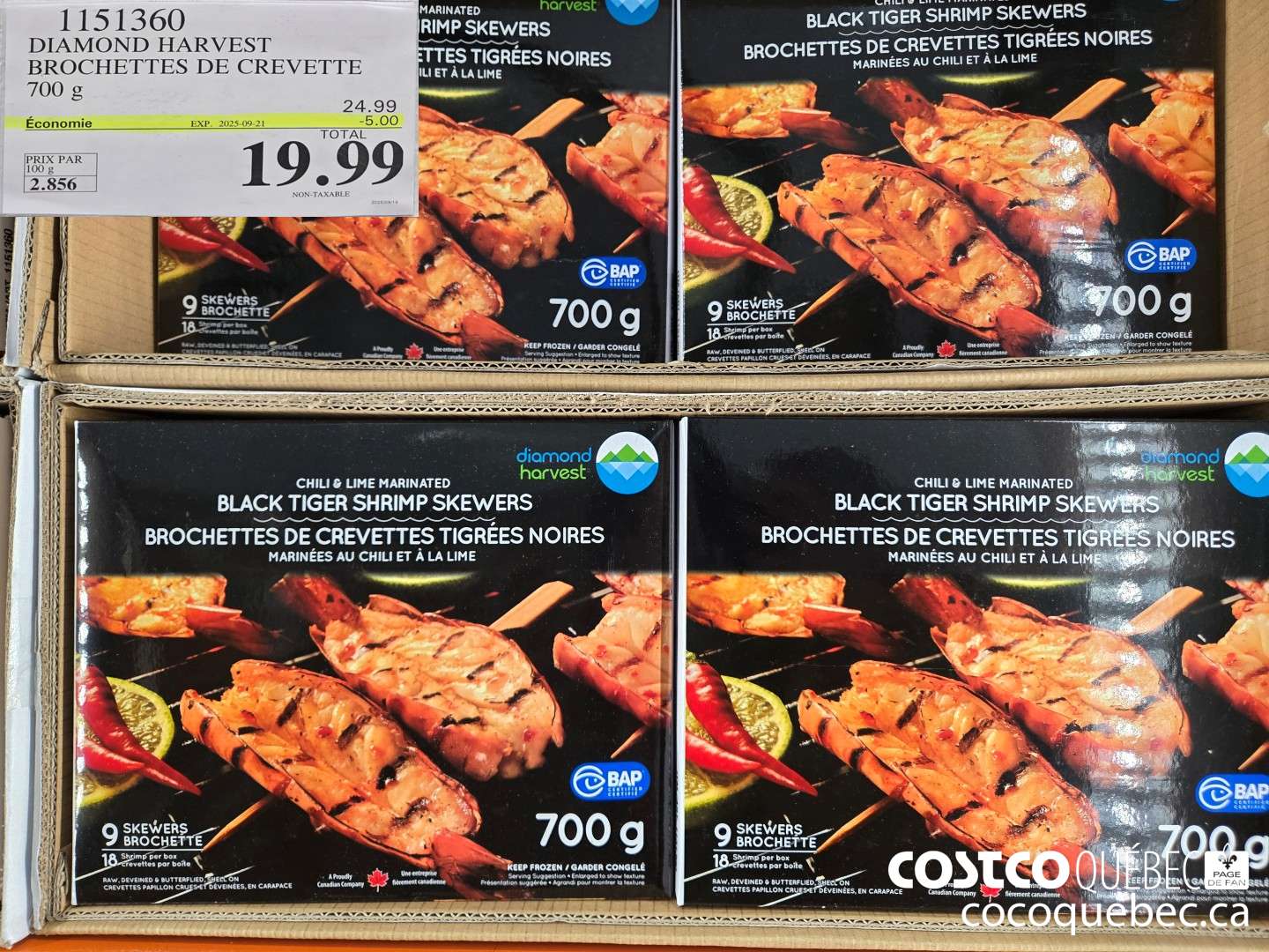 1151360 DIAMOND HARVEST BROCHETTES DE CREVETTE 700 g  ($5.00 INSTANT SAVINGS EXPIRES ON 2025-09-21) $19.99