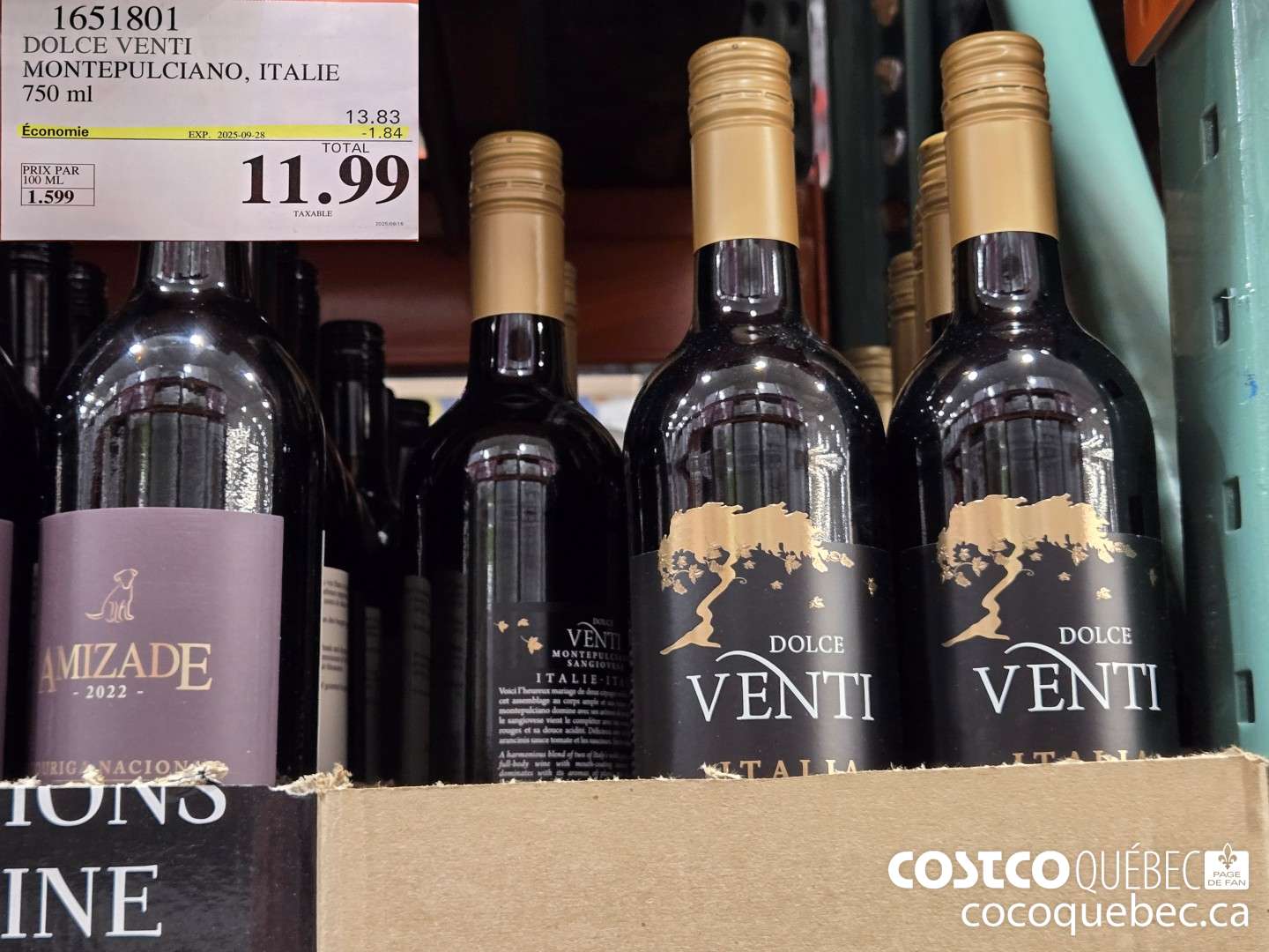 1651801 DOLCE VENTI MONTEPULCIANO, ITALIE 750 mL ($1.32 INSTANT SAVINGS EXPIRES ON 2025-09-28) $11.99