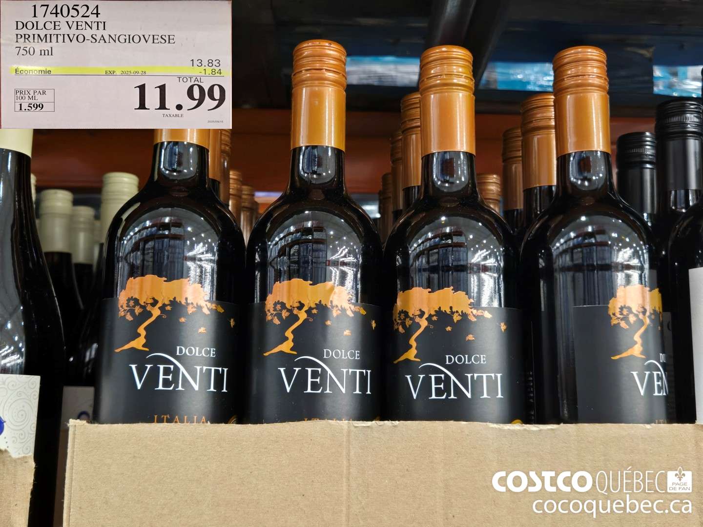 1740524 DOLCE VENTI PRIMITIVO SANGIOVESE ($1.72 INSTANT SAVINGS EXPIRES ON 2025-09-28) $11.99
