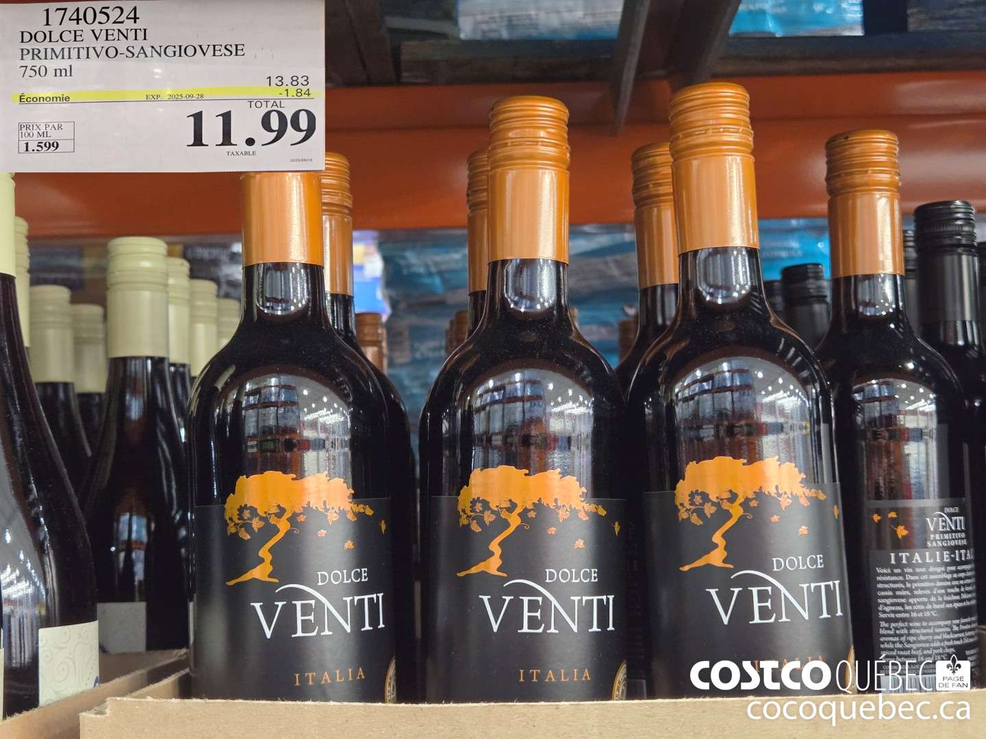 1740524 DOLCE VENTI PRIMITIVO SANGIOVESE ($1.72 INSTANT SAVINGS EXPIRES ON 2025-09-28) $11.99