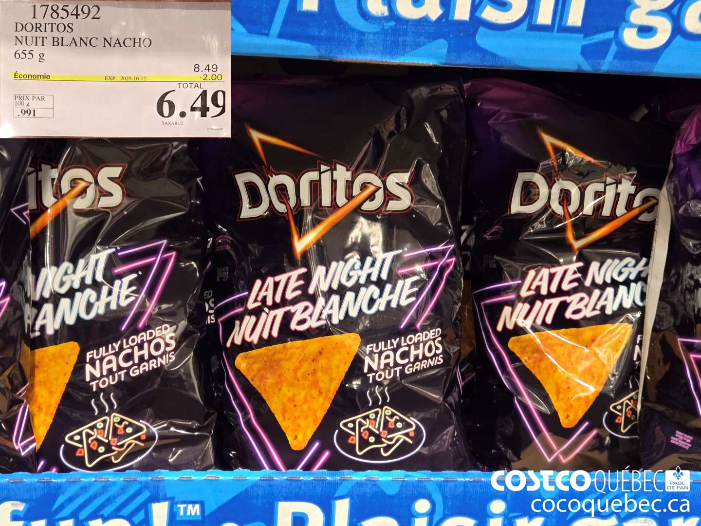 1785492 DORITOS NUIT BLANC NACHO 655 g  ($2.00 INSTANT SAVINGS EXPIRES ON 2025-10-12) $6.49