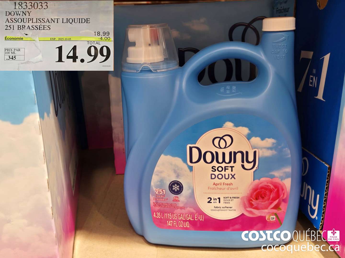 1833033 DOWNY ASSOUPLISSANT LIQUIDE 251 BRASSEES  ($4.00 INSTANT SAVINGS EXPIRES ON 2025-10-05) $14.99