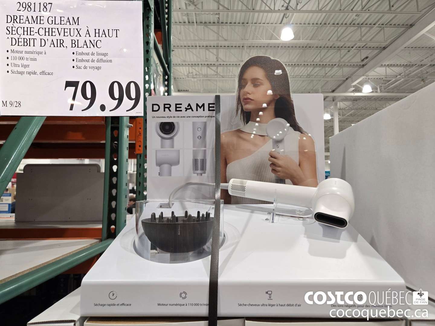 2981187 DREAME GLEAM SECHE-CHEVEUX A HAUT ‘DEBIT D' AIR, BLANC  $79.99