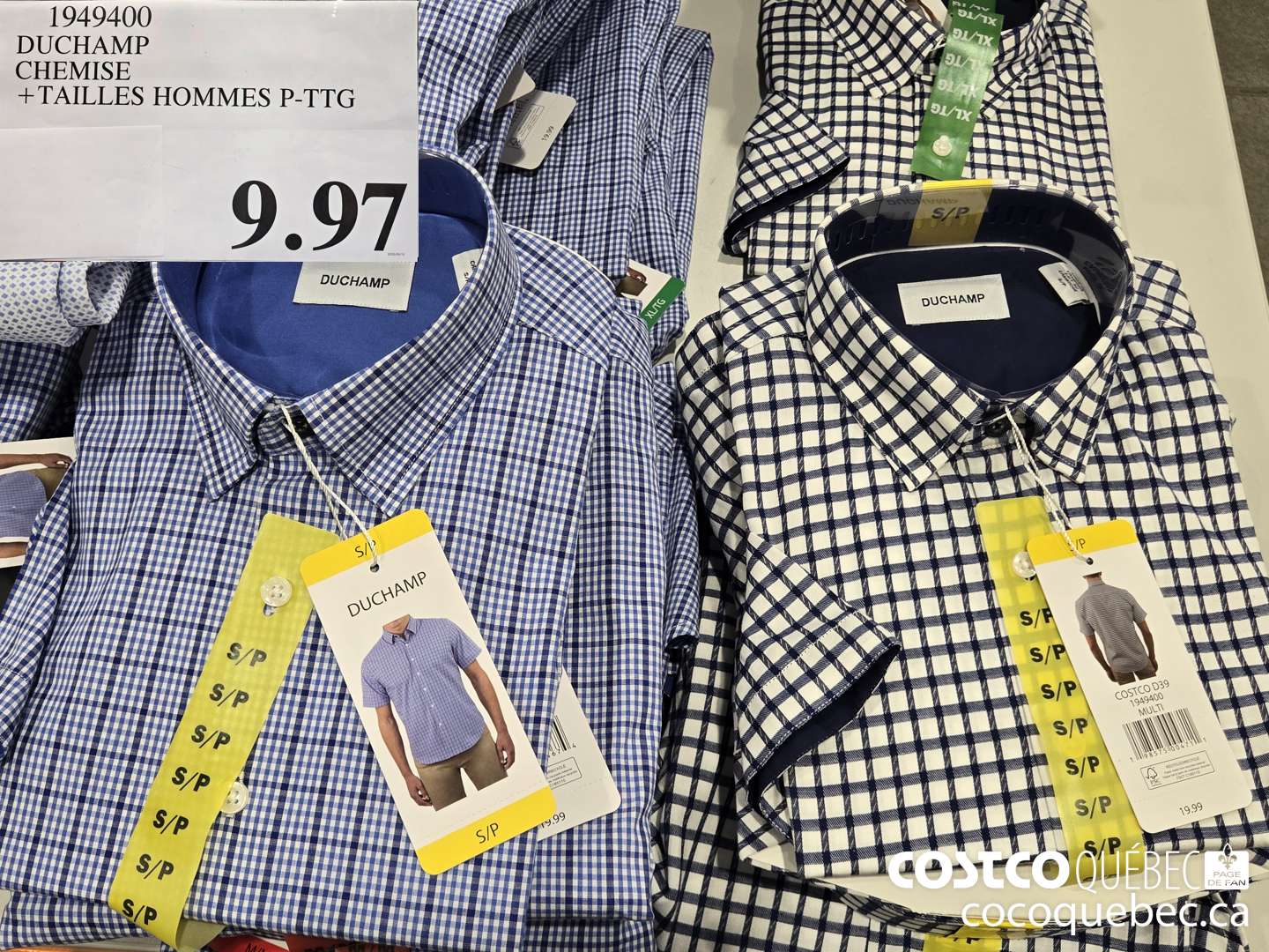 1949400 DUCHAMP CHEMISE + TAILLES HOMMES P-TTG  $9.97