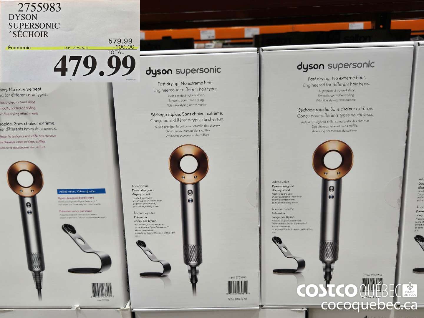 2755983 DYSON SUPERSONIC SECHOIR AVEC PRESENTOIR  ($100.00 INSTANT SAVINGS EXPIRES ON 2025-09-11) $479.99