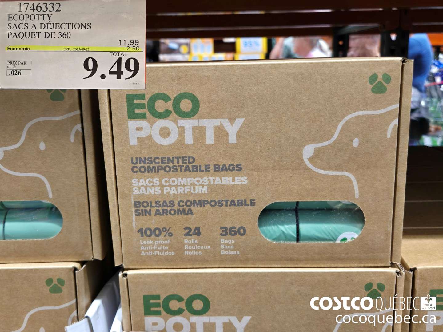 1746332 ECOPOTTY SACS A DEJECTIONS PAQUET DE 360  ($2.50 INSTANT SAVINGS EXPIRES ON 2025-09-21) $9.49