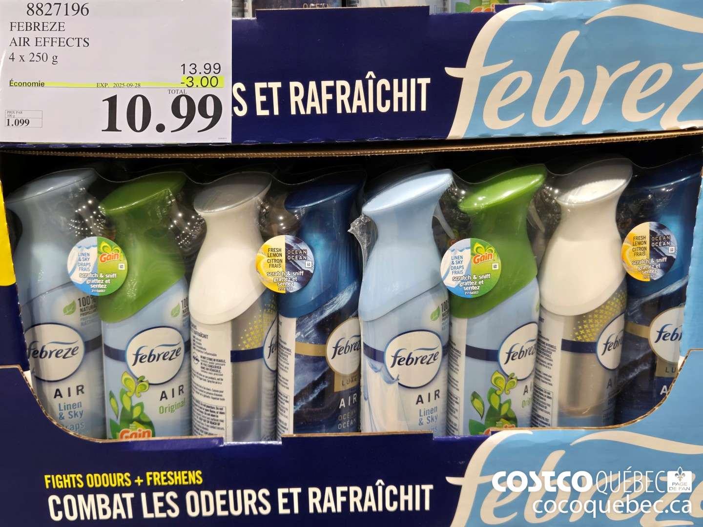 8827196 FEBREZE AIR EFFECTS PAQUET DE 4 ($3.00 INSTANT SAVINGS EXPIRES ON 2025-09-28) $10.99