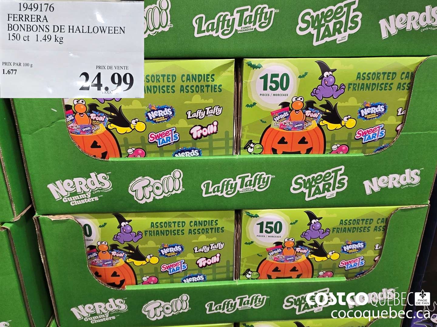 1949176 FERRERA BONBONS DE HALLOWEEN 150 ct 1.49 kg  $24.99