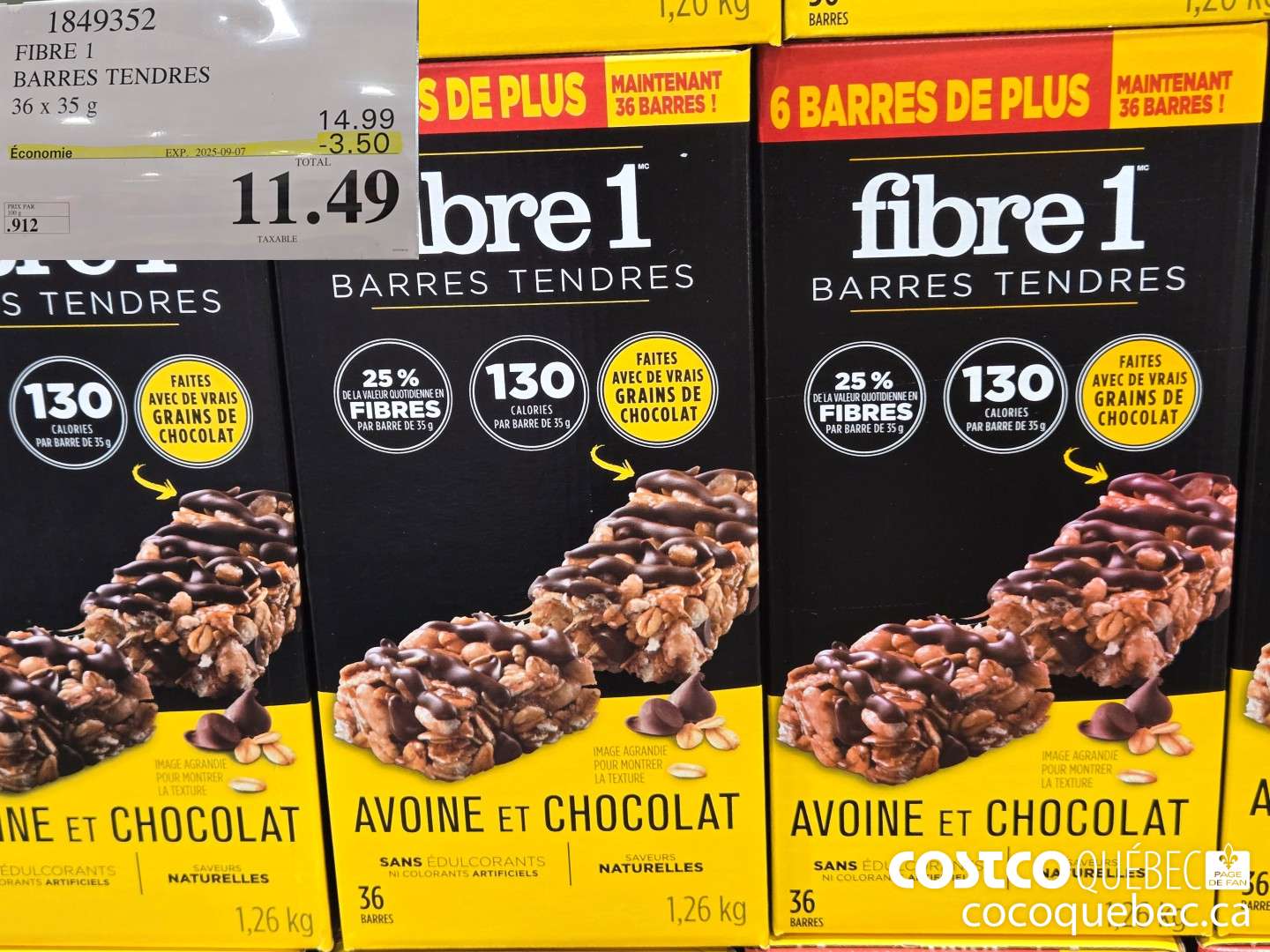 1849352 FIBRE 1 BARRES TENDRESTE  ($3.50 INSTANT SAVINGS EXPIRES ON 2025-09-07) $11.49