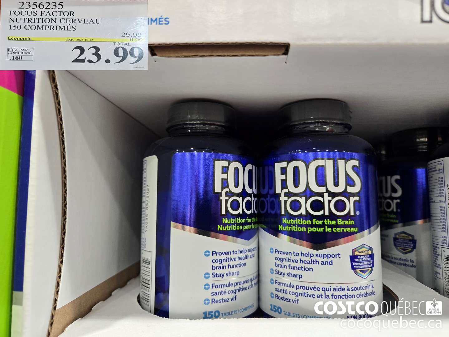 2356235 FOCUS FACTOR NUTRITION CERVEAU 150 COMPRIMES ($6.00 INSTANT SAVINGS EXPIRES ON 2025-10-12) $23.99