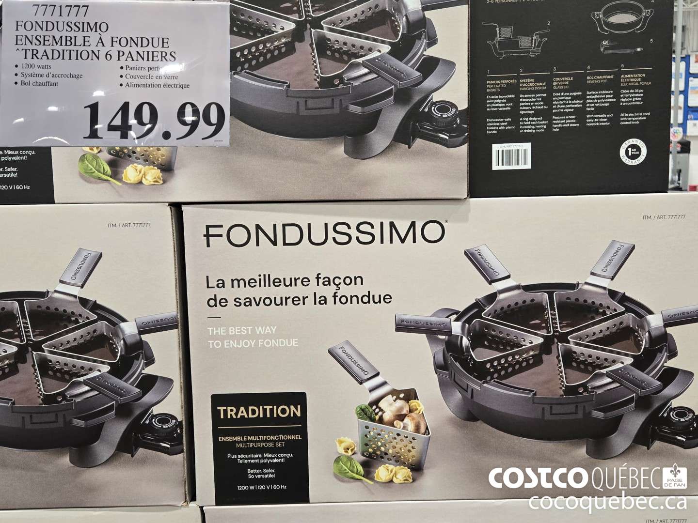 7771777 FONDUSSIMO ENSEMBLE A FONDUE TRADITION 6 PANIERS  $149.99