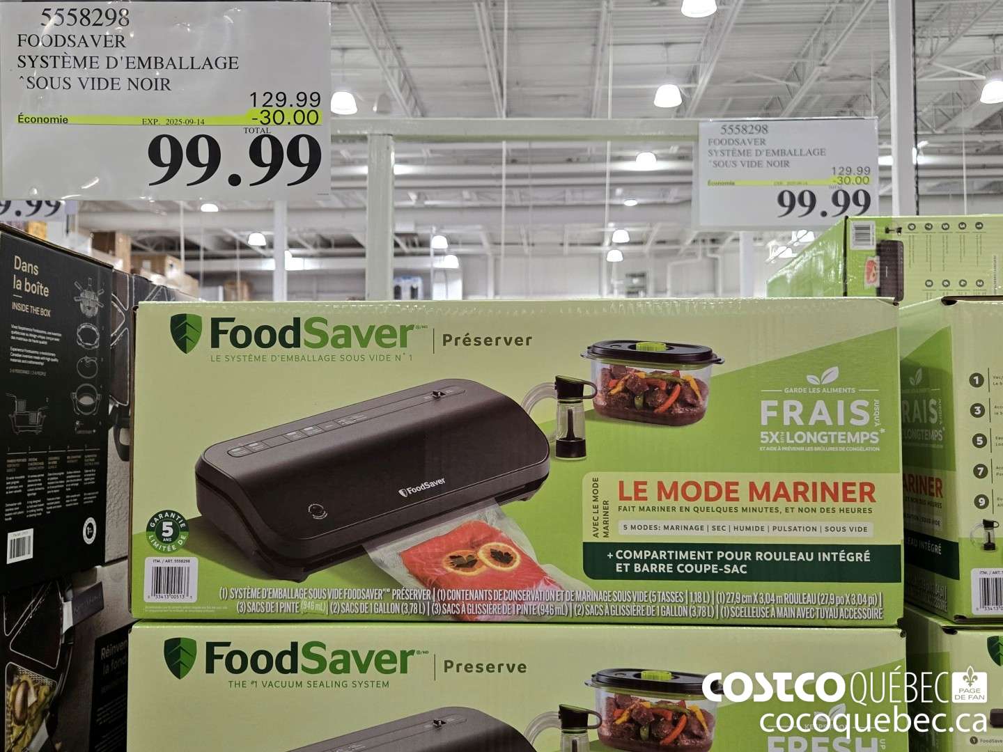 5558298 FOODSAVER SYSTEME D'EMBALLAGE “SOUS VIDE NOIR  ($30.00 INSTANT SAVINGS EXPIRES ON 2025-09-14) $99.99