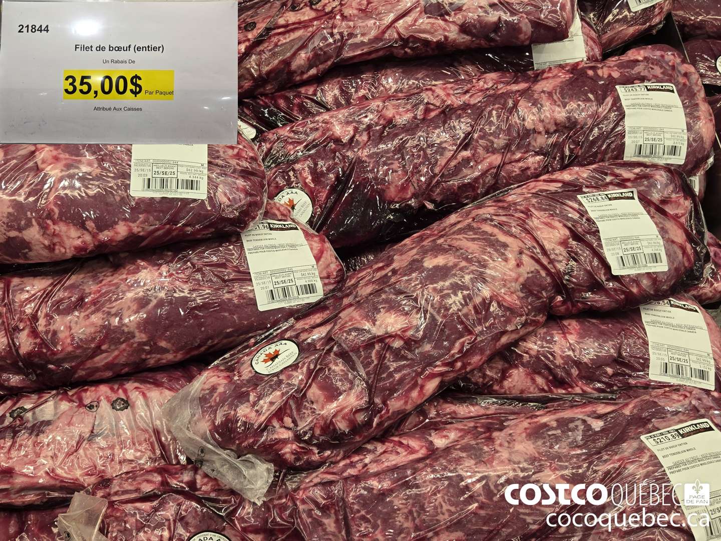 21844 Filet de boeuf (entier)  ($30.00 INSTANT SAVINGS)