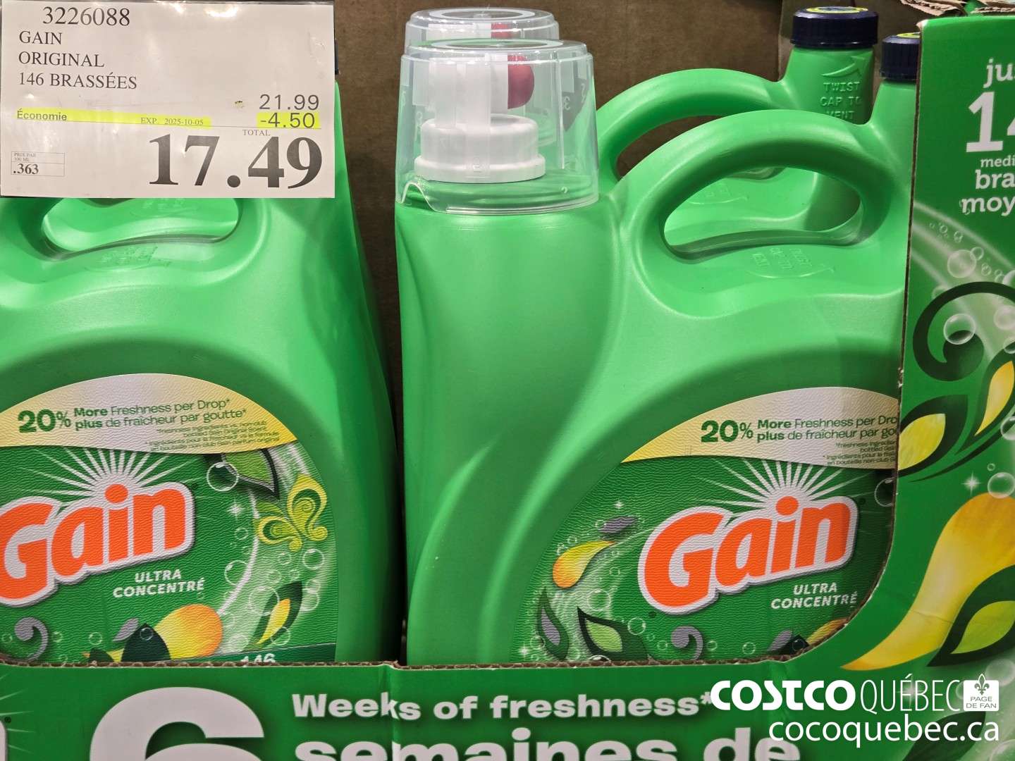 3226088 GAIN ORIGINAL 146 BRASSEES  ($4.50 INSTANT SAVINGS EXPIRES ON 2025-10-05) $17.49