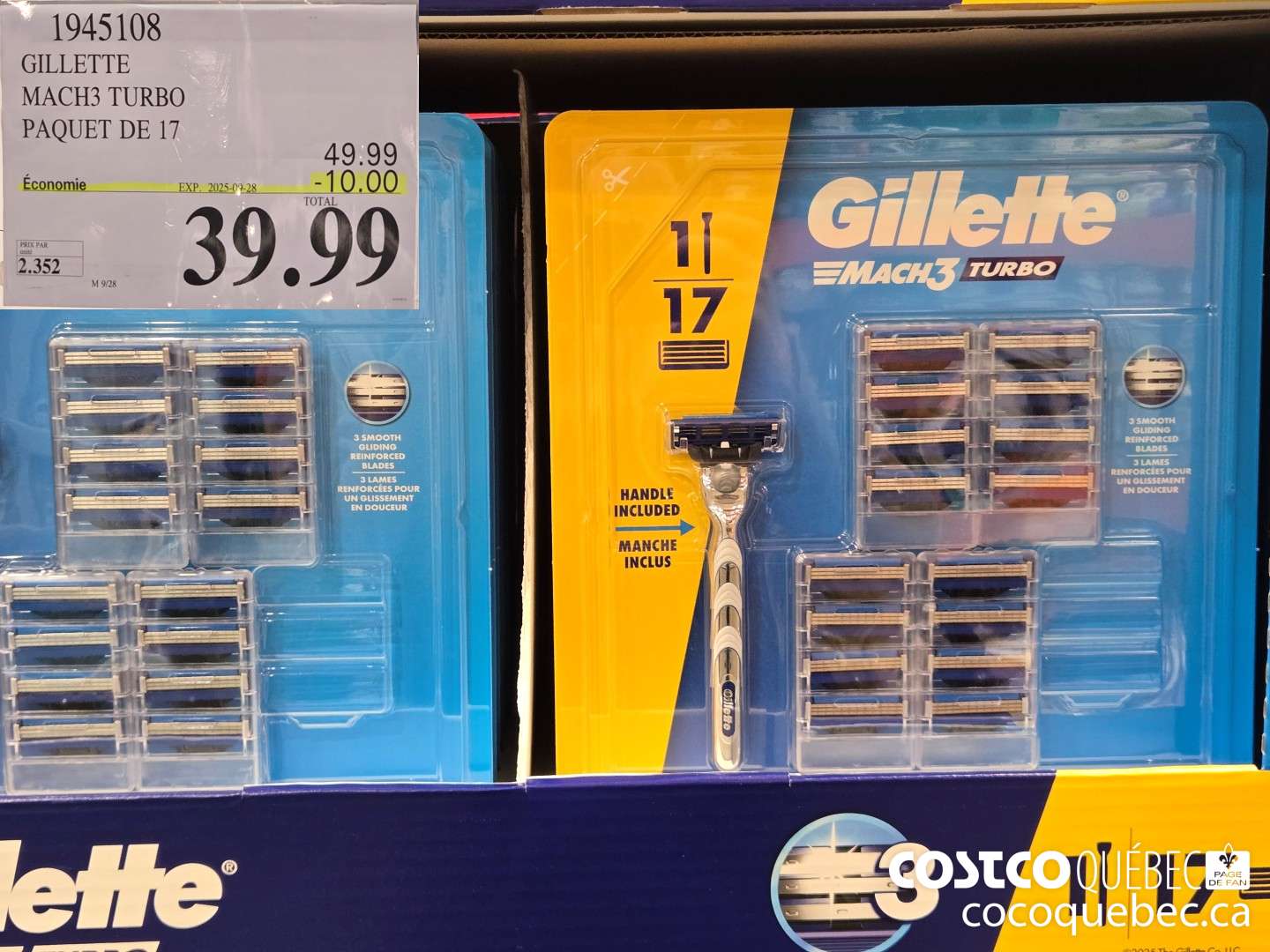 1945108 GILLETTE MACH3 TURBO PAQUET DE 17  ($10.00 INSTANT SAVINGS EXPIRES ON 2025-09-28) $39.99
