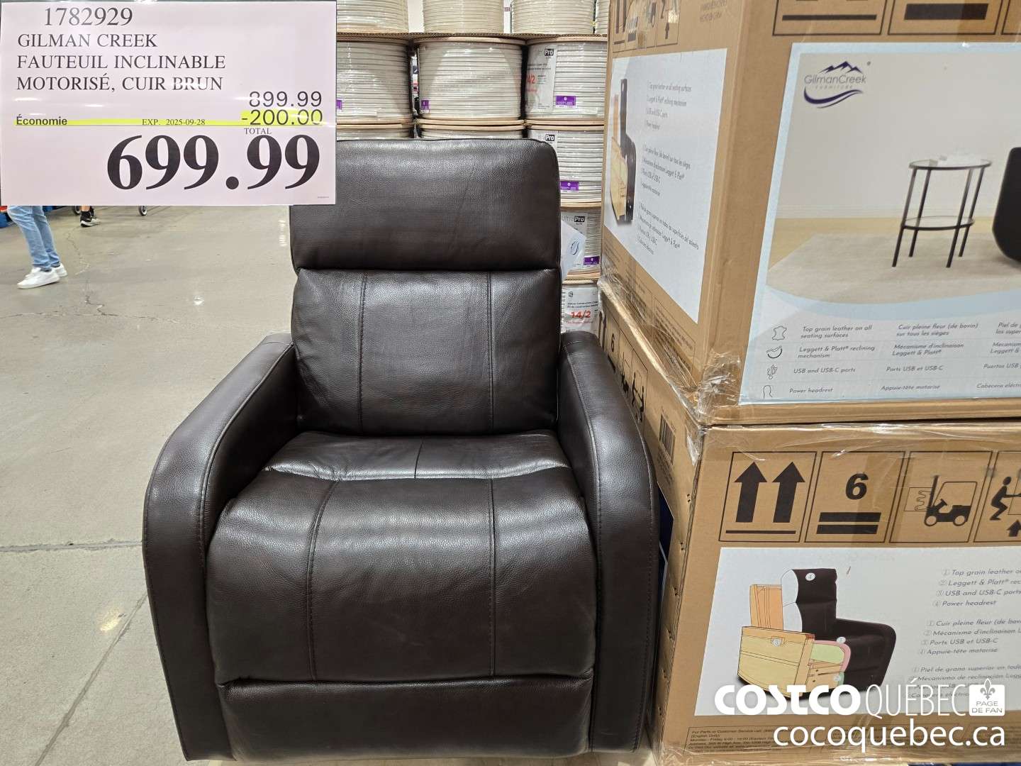 1782929 GILMAN CREEK FAUTEUIL INCLINABLE MOTORISE, CUIR PRUN  ($200.00 INSTANT SAVINGS EXPIRES ON 2025-09-28) $699.99