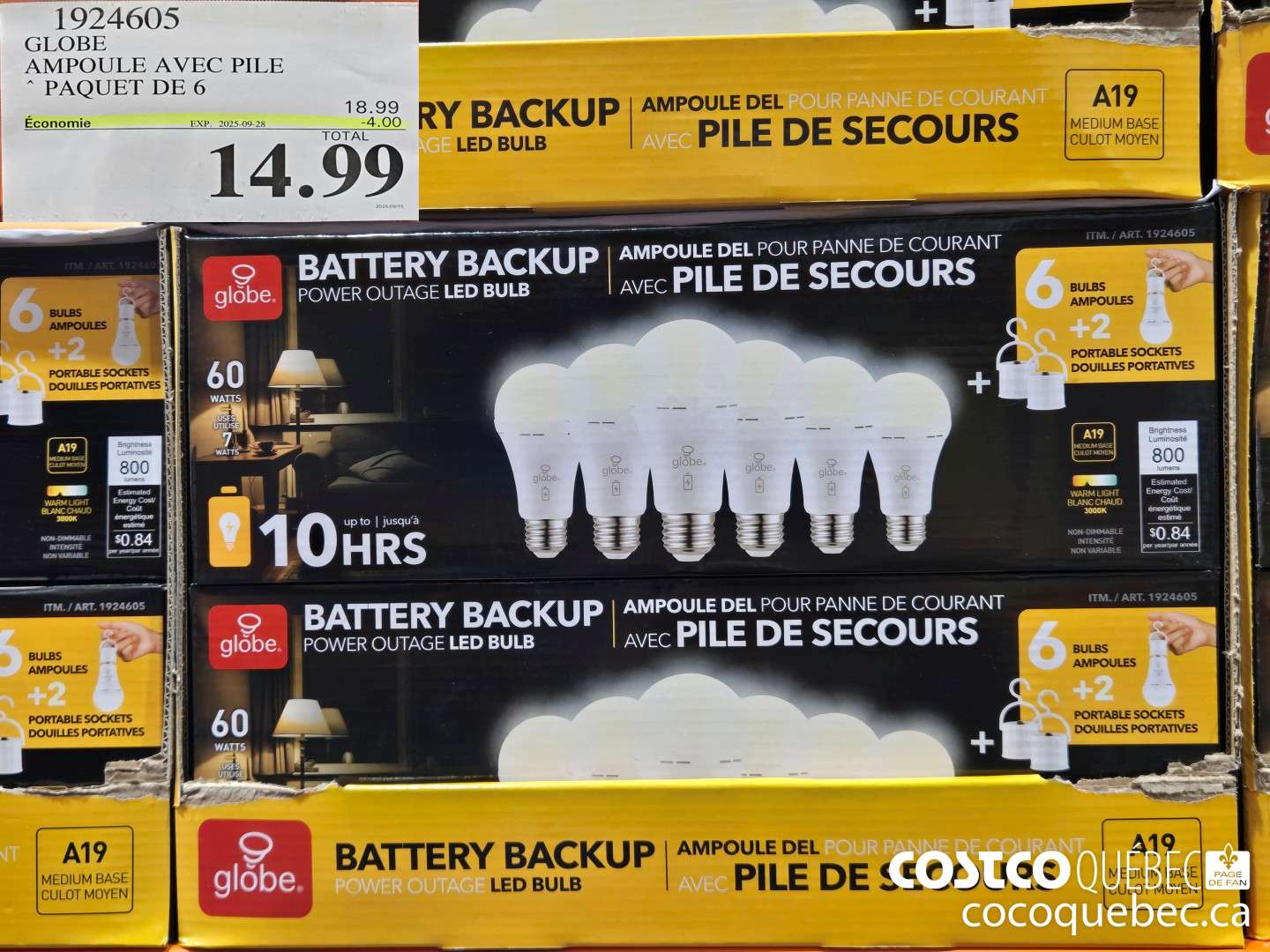 1924605 GLOBE AMPOULE AVEC PILE PAQUET DE 6  ($4.00 INSTANT SAVINGS EXPIRES ON 2025-09-28) $14.99